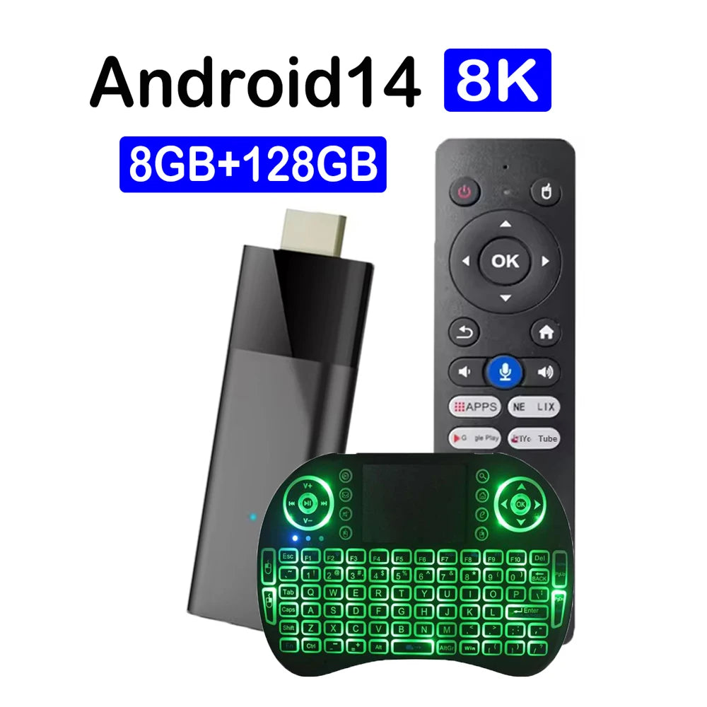 Smart TV Stick 8GB 128GB Android 14 Q12 Streaming Media Player Allwinner H313 Bluetooth 5.4 Wifi 5G Google Assistant Set Top Box