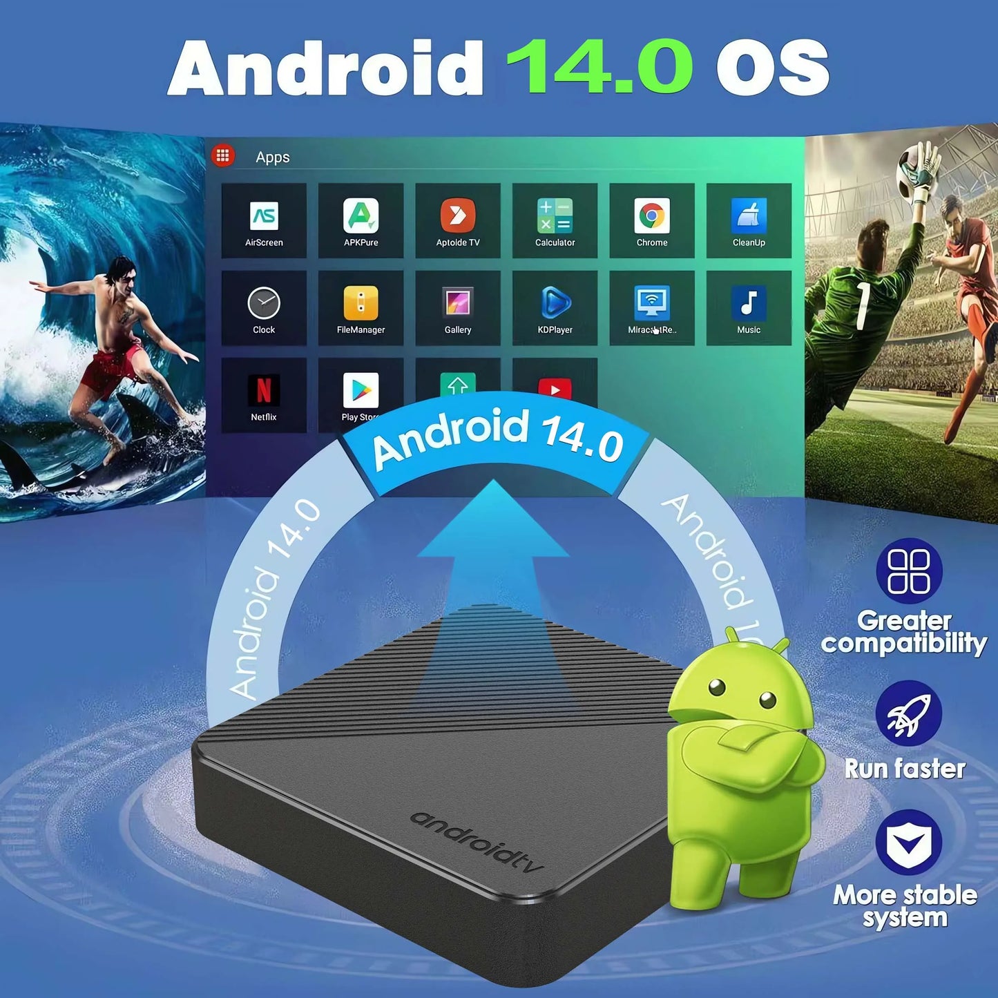 Android14 TV Box Smart Home theater T1S AllwinnerH313 Chip Quad core Wifi6 1000M Lan Bluetooth Chromecast Streaming Media Player