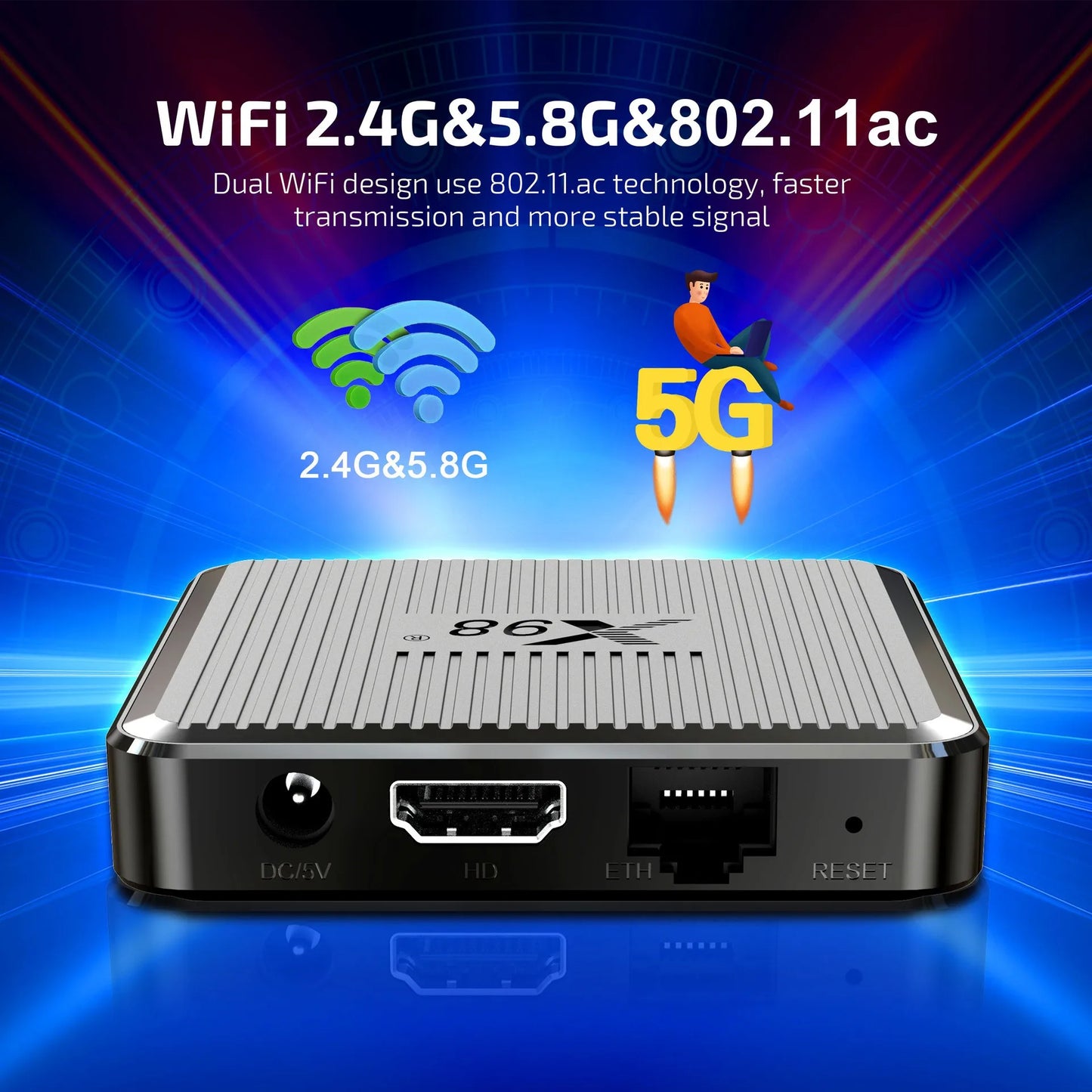 X98Q Smart TV Box AV1 Amlogic S905W2 4K HD Smart Media Player Set Top Box Android11 2.4G&5G Dual WiFi X98Q TV Box 1+8GB 2+16GB