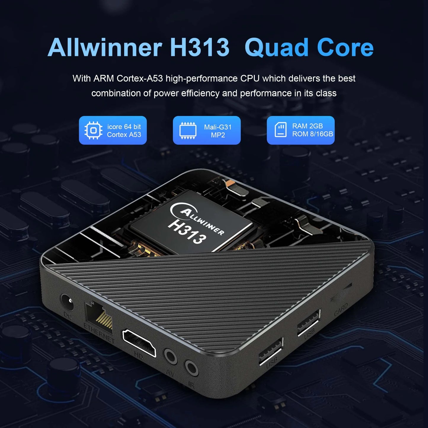 Android14 TV Box Smart Home theater T1S AllwinnerH313 Chip Quad core Wifi6 1000M Lan Bluetooth Chromecast Streaming Media Player