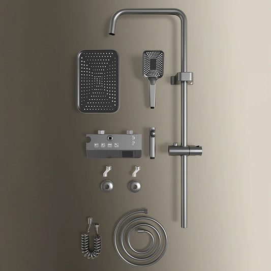 Black Shower System Set Bathroom Brass Showers Faucet Sets Digital 4 Way LED Rain Bathtub Hot Cold Piano Key Rainfall Shower Set